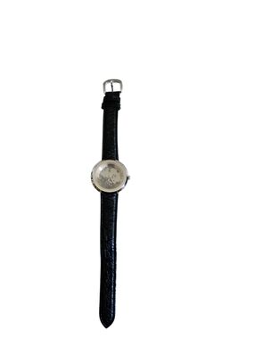 Andre Giroud Floating Crystal Watch Ostrich Leather Band Black Needs Battery